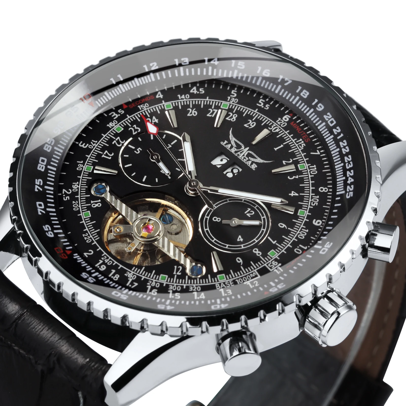 JARAGAR Sports Mens Watches Top Brand Luxury Tourbillon Skeleton Automatic Mechanical Watch for Men Leather Steel Strap Clock
