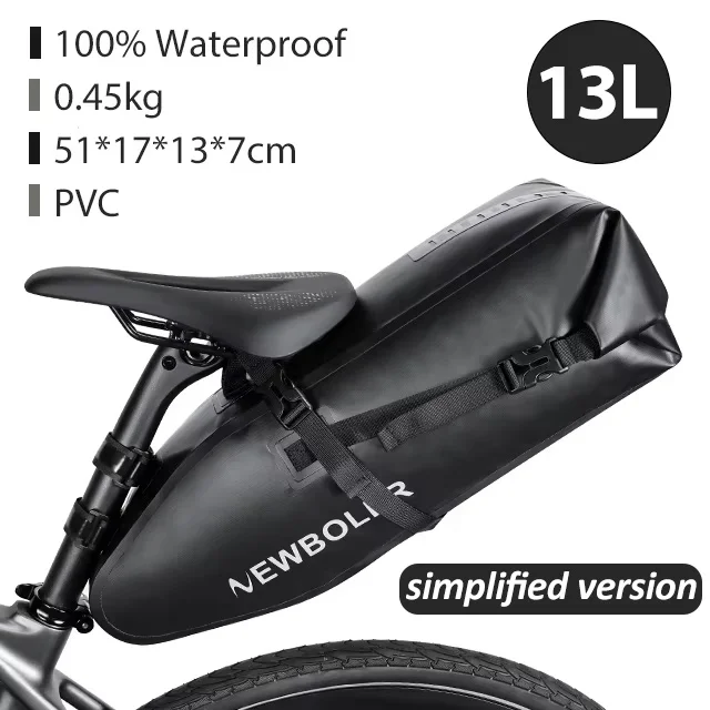 NEWBOLER Fahrradtasche, wasserdicht, 13 l, großes Fassungsvermögen, Fahrrad-Satteltasche, faltbar, Hecktasche, Mountainbike, Straßengepäck