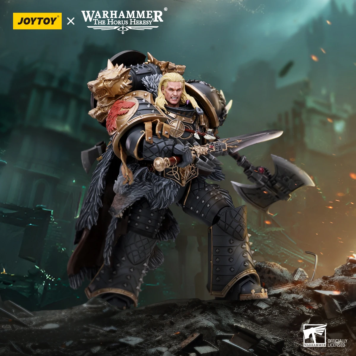 JOYTOY Warhammer 40k 1/18 Action Figures Anime 18cm Space Wolves Leman Russ Primarch of the VIth Legion