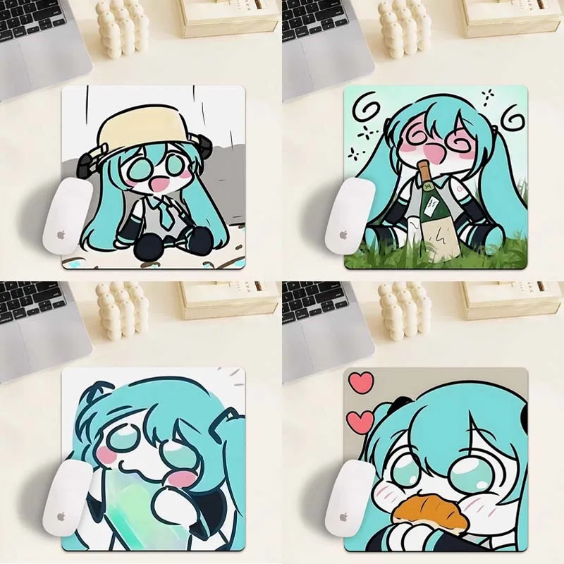 Alfombrilla de ratón Hatsune Miku de 20x20cm, Color sólido, cómoda esponja gruesa, alfombrilla para teclado de Pc para videojuegos, alfombrilla antideslizante para escritorio
