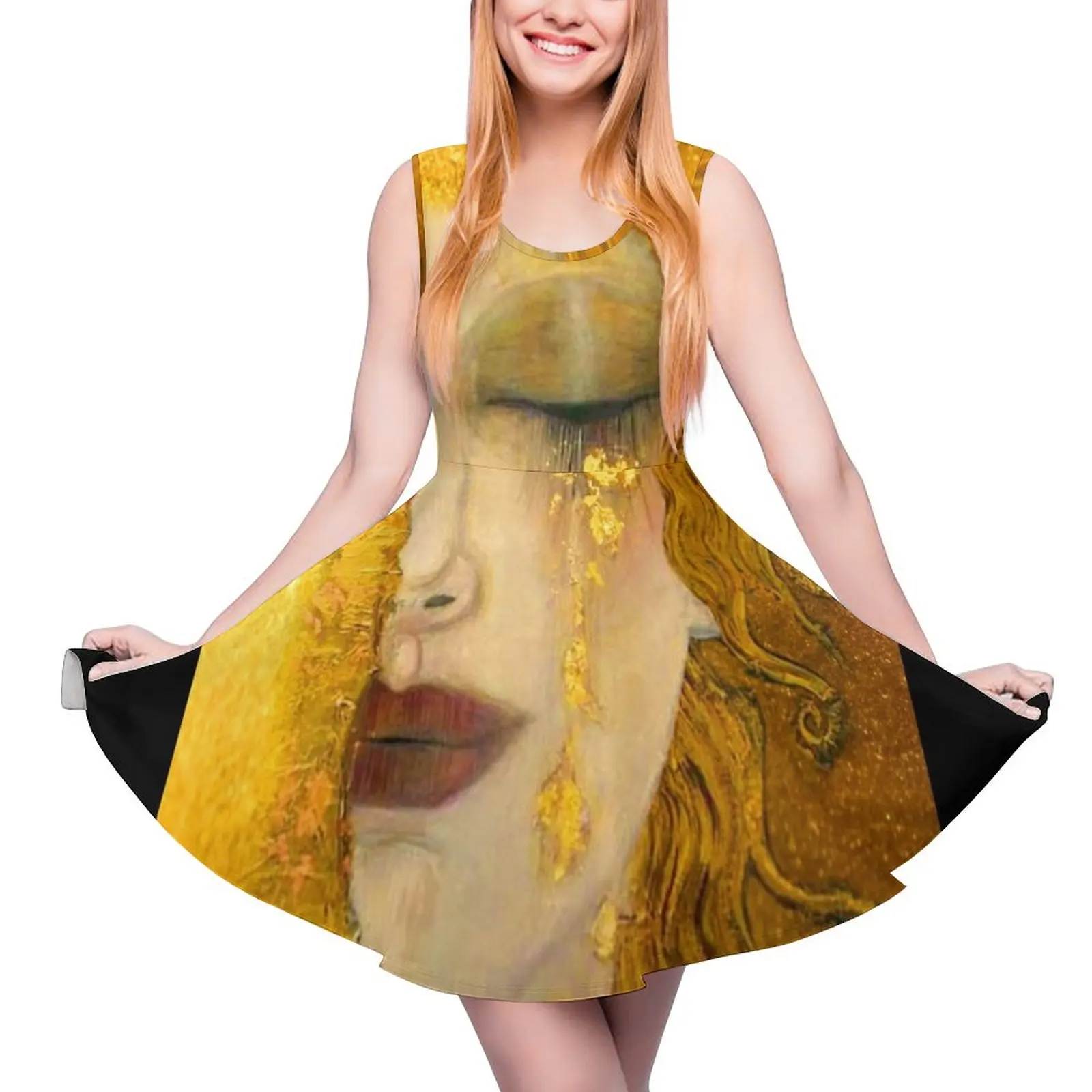 

Gustav Klimt Freya"s Tears| Gustav Klimt - golden tears Sleeveless Dress luxury dresses