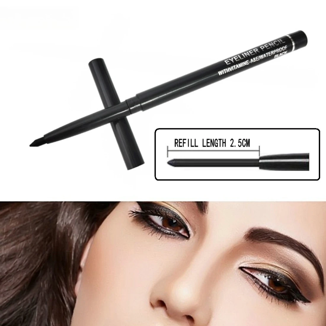 1Pcs Wasserdicht Schwarz Braun Glatte Eyeliner Bleistift Permanent Make-Up Sleeper Seidenraupe bleistift Creme Eyeliner bleistift Schwarz braun