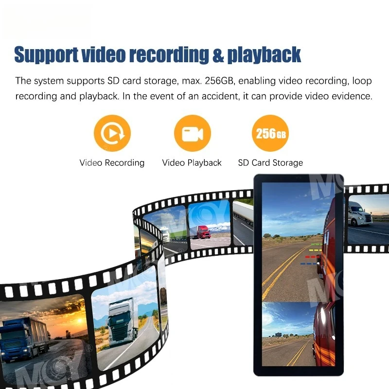 

2025 hot sale UN ECE R46 12.3 Inch 2 Channel Car Bus Truck Rearview Side Mirror