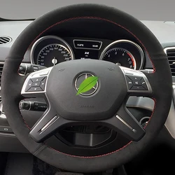 For Mercedes Benz C GL M Class W204 X166 W166 2011-2015 Hand-stitched non-slip Genuine Leather suede Car Steering Wheel Cover