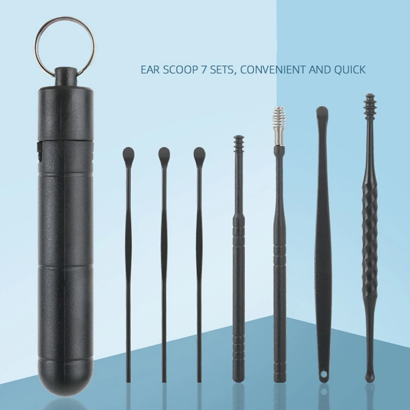 

7 шт./компл. очиститель для ушей, средство для удаления ушных палочек, инструмент для ухода за ушами из АБС-пластика, мягкая спиральная ложка для ушей, инструмент для сбора ушной серы, инструмент для удаления ушной серы