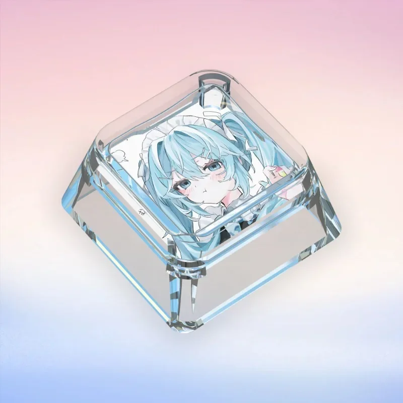 Cartoon Anime Hatsune Miku Peripheral Personality Cute Transparent Keycap Multi Expression Suitable for Cross Axis Single Piece