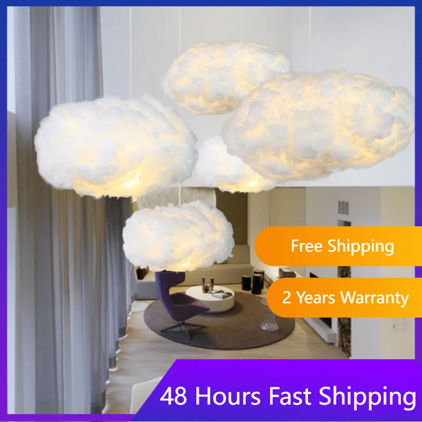 Novelty Cloud Pendant Lighting for Kitchen Dining Room Cotton Hanging Lamp Ceiling Chandeliers Kids Children Shop Decoration