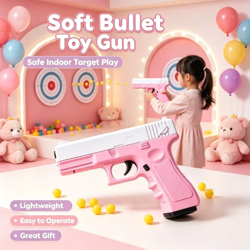 Premium Laser Equipped Soft Bullet Model Toy, Hand Operated Design for Teen Outdoor Interactive Shooting Activities