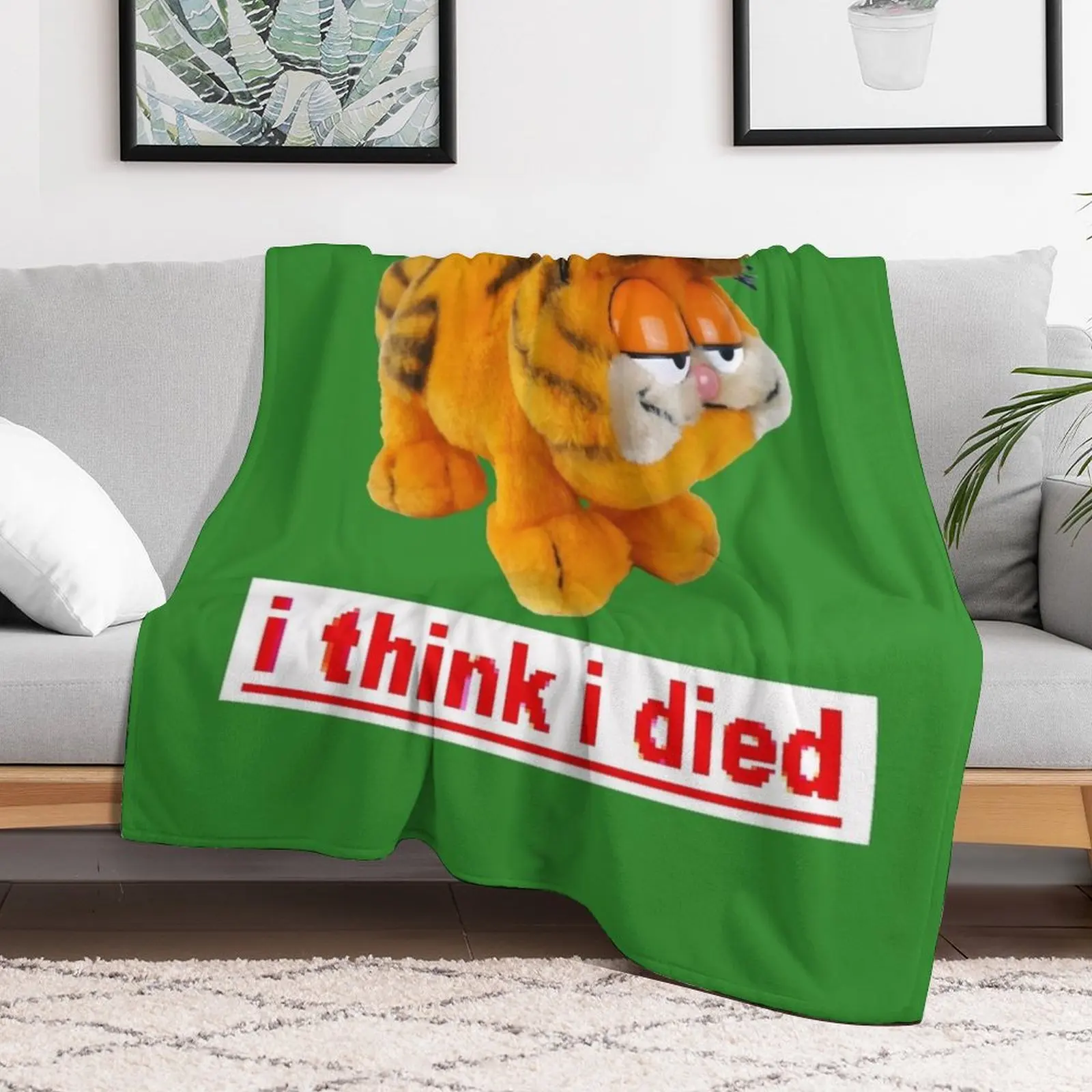 Garfield thinks hes dead Throw Blanket Warm Soft Travel Blankets