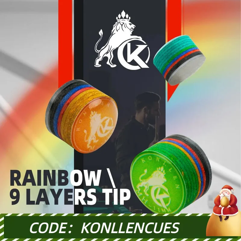 KONLLEN Cue Tips Rainbow Tips 11/14mm Multilayer Cuetips Snooker Hardness S/SS/SX/M/MH/H Pig Skin CRICAL Cue Tip Accessories