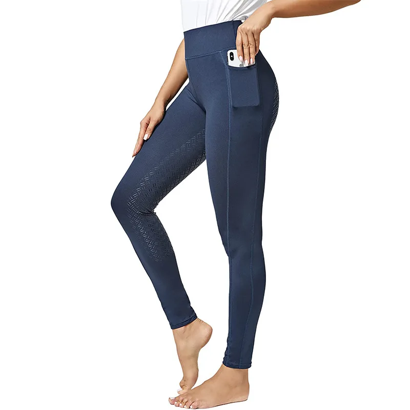 Pantalones de silicona para mujer, ropa deportiva ecuestre, cintura alta elástica, ajustados