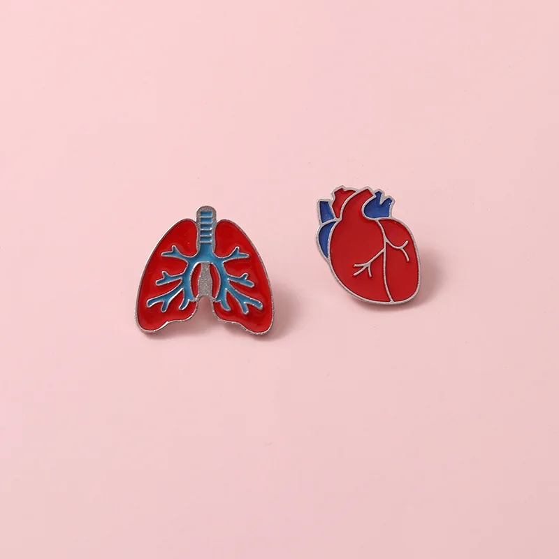 Medical Organs Enamel Brooch Heart Chest Brain Stomach Spine Women Uterus Lung Teeth Creative Metal Badge Punk Lapel Pin Jewelry