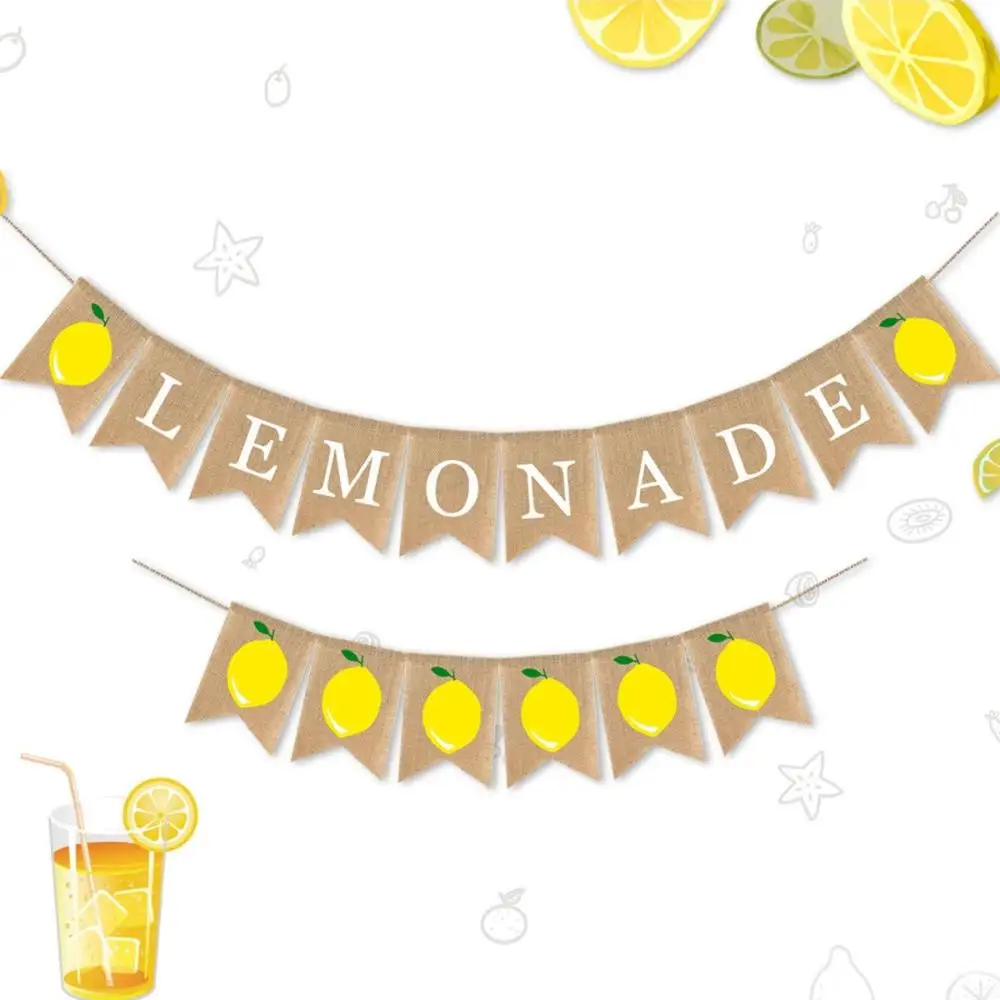 Baby Shower Backdrop Burlap Lemon Hanging Flag Layout Banner Party Decoration Bunting Garland