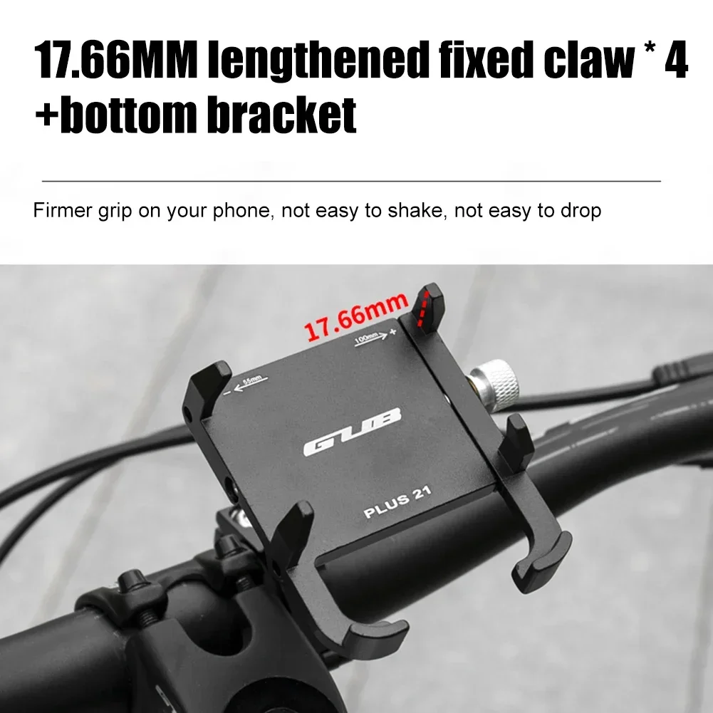 GUB PLUS 21 Bicycle Phone Stand Aluminum Alloy Mobile Phone Stand Rotatable Adjustable For MTB Road Bike Motorcycle E-Bike
