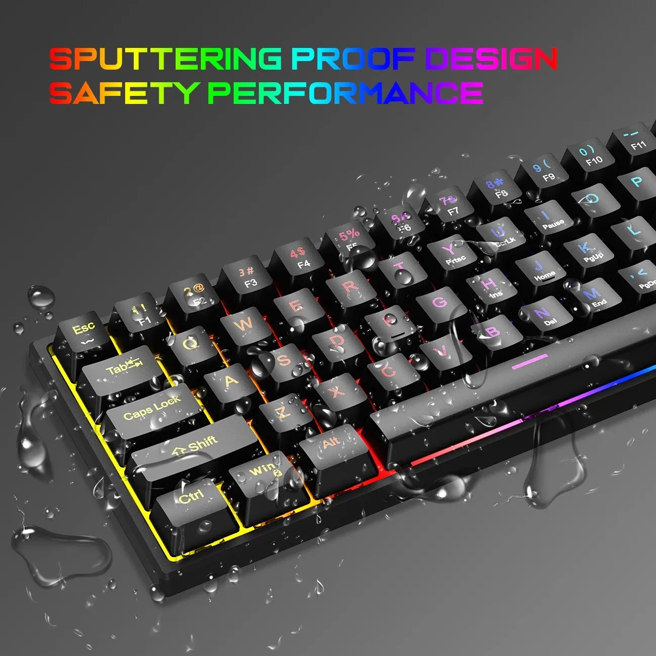 Keyboard Mekanis 61 Tombol Keyboard Gaming Berkabel Sumbu Cyan Keyboard Esports RGB Keyboard Ergonomis untuk PC Laptop Macbook