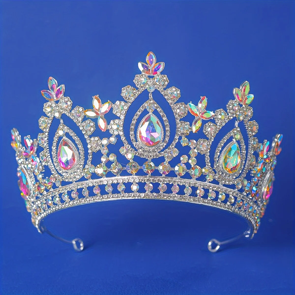 

Multiplecolor Crystal Luxury High Royal Queen Wedding Crown Large Banquet Tiara for Women Party Costume Hair Jewelry Accessory