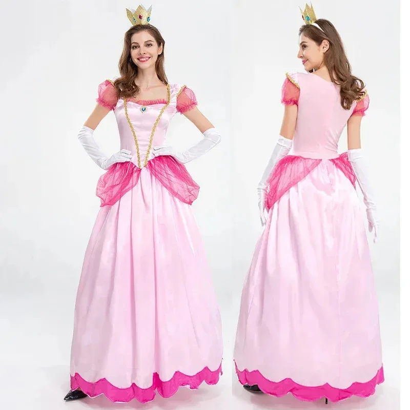 Silisili AAdult Princess Peach Costume Cosplay Party Halloween Masquerade Dress Up Abbigliamento per le donne Fan rosa 2025 ☆   Nuovo