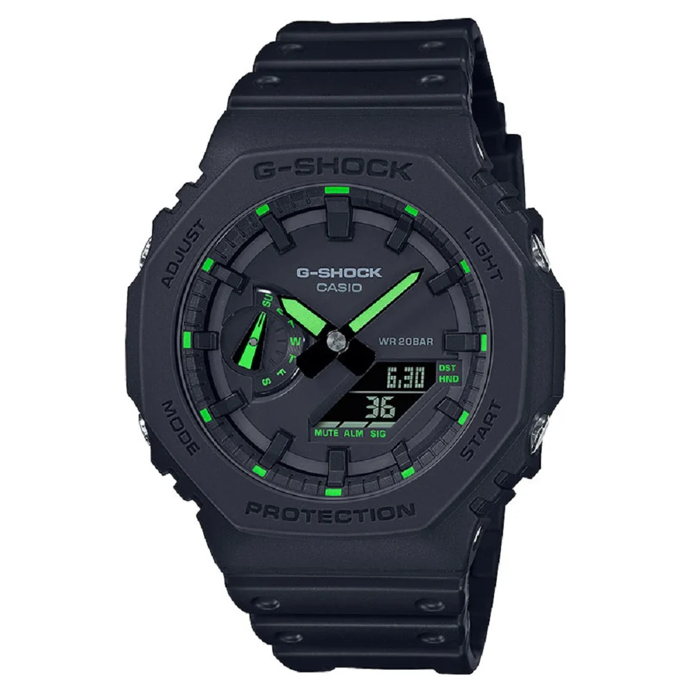 Casio GA-2100 series men\'s watch octagonal carbon fiber waterproof sports electronic watch G-SHOCK neon series multi-function