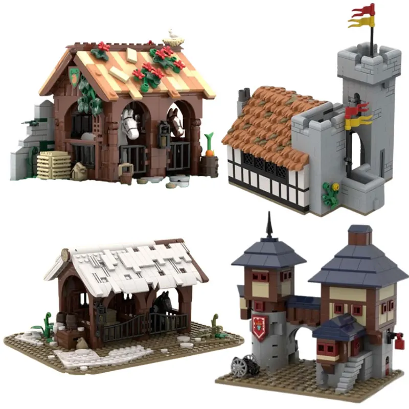 

Spot MOC-186293 Medieval Stables and other DIY small particles assembled building blocks educational toy model gift set ornament