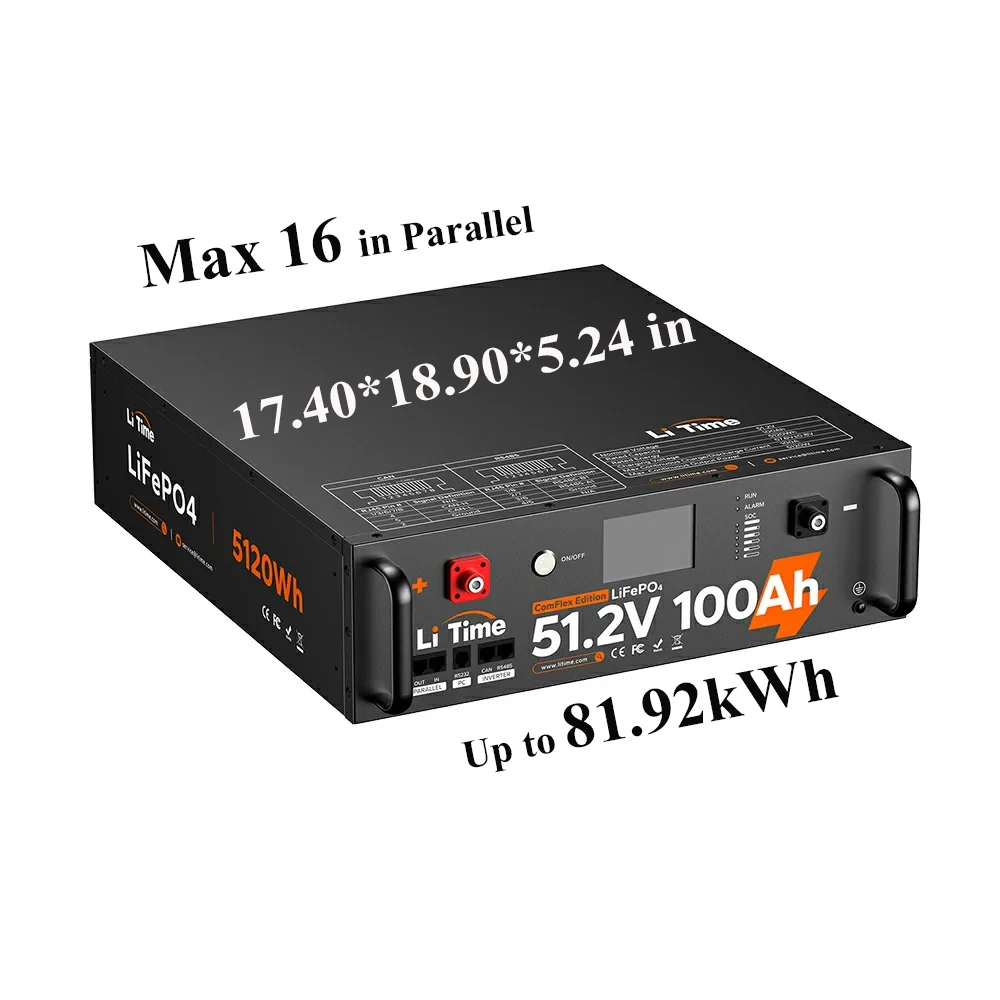 

US EU Stock 51.2V 100Ah CAN Bus RS485 Lithium Ion Battery Pack For Server Rack UPS Monitoring IT Rooms Edge Computing