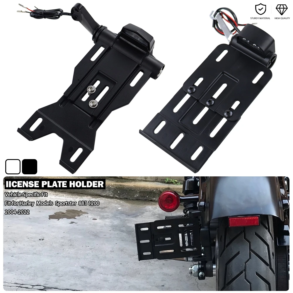 Kentekenplaathouder Motorfiets Voor Sportster XL883 XL 1200 Voor Dyna Voor Low Voor Rider Voor FXDLS Motorfiets Zijkentekenplaathouder LED- displaybeugel(Type A Chrome