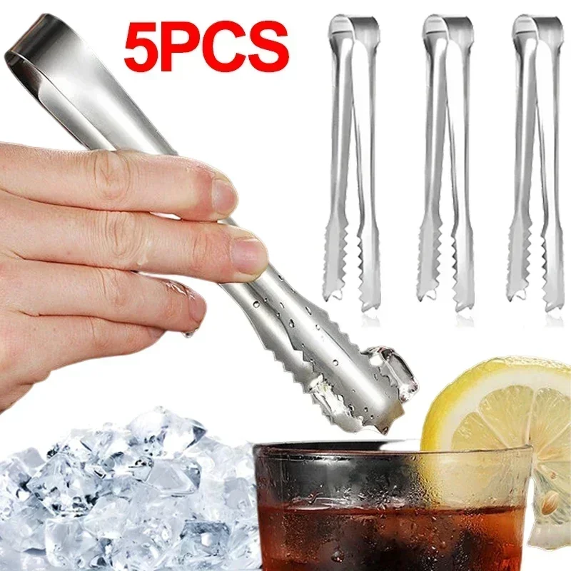 

5pcs/Ice Tongs Stainless Steel Tongs Sugar Ice Tongs Sawtooth Food Serving Kitchen Tongs for Serving Restaurant Hotel Ice Bucket