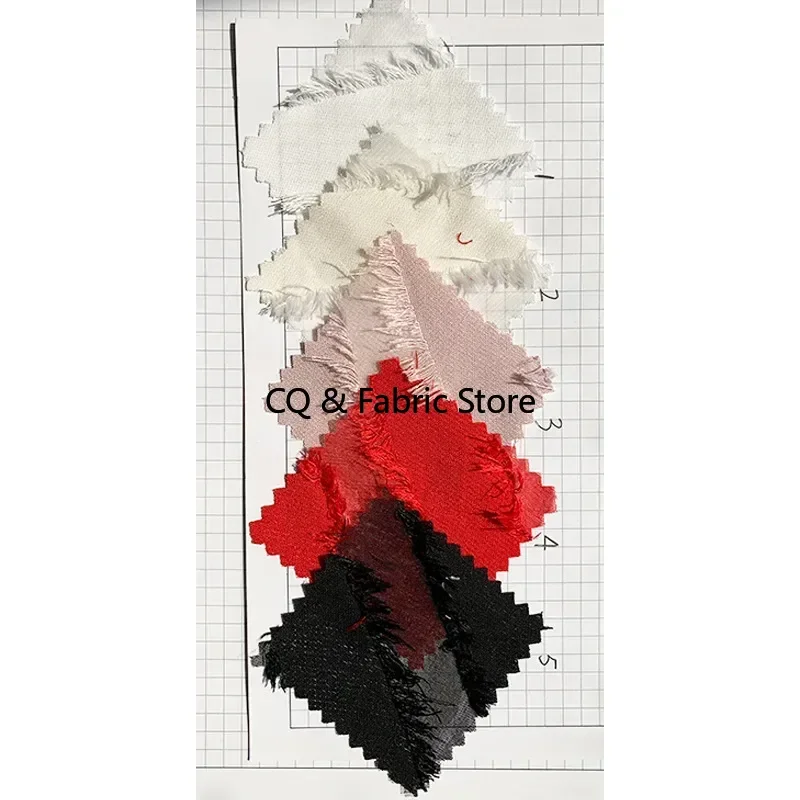 Chiffon Cut Flower Tassel Jacquard Fabric Diagonal Stripe Slightly Transparent Spring and Summer New Fabric DIY Shirt Dress