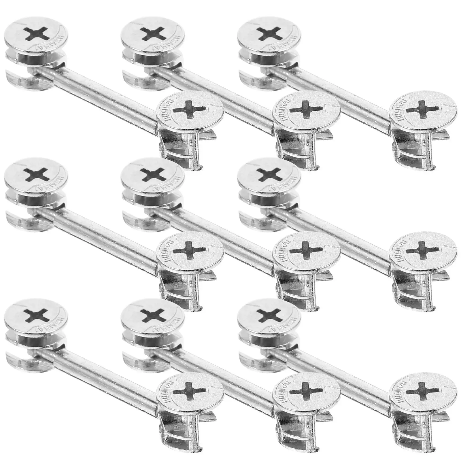 20pcs 48mm Double Ended Rod Connectors Zinc Alloy Triple Screws Furniture Cam Fittings Kit Easy Install Cabinet Dowels