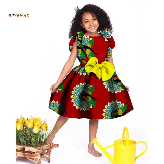 Girls African Dress Children Bazin Riche Dashiki Mermaid Dress Fashion Cute Party Dresses Kids African Print Plus Size Clothing