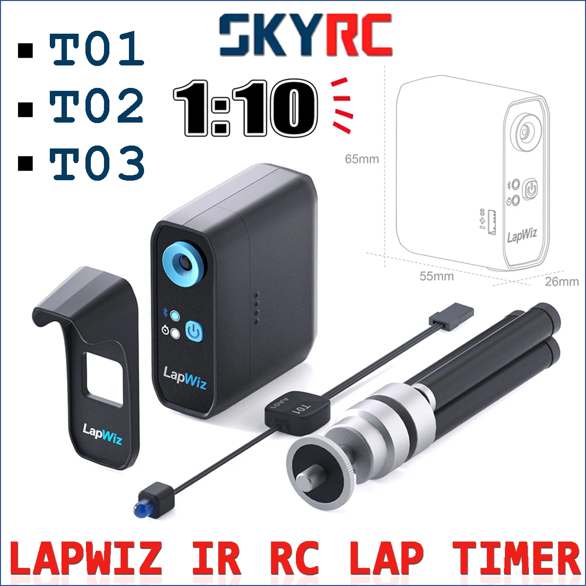 SKYRC LapWiz RC Lap Counter Lap Timing System with T01 Standard T03 Mini-Z Combo for 1/10 RC Racing Car Upgrade Accessories