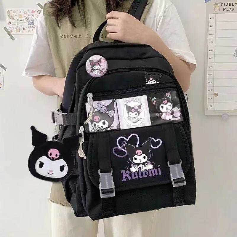 Anime Sanrioed Cinnamoroll Schoolbag Backpacks for Childrens Kawaii My Melody Kuromi Toys Childrens Backpack Student Gift