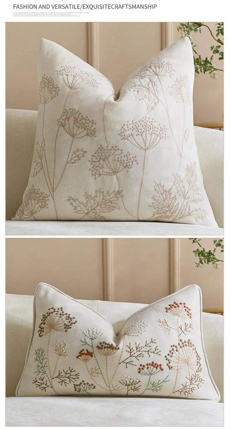 Bohemian Chenille Kissenbezug Cojines Dekoration Sofa Blumen Bestickte Kissenhülle Kopfteil Kissenbezüge 45x45cm – Detail 7