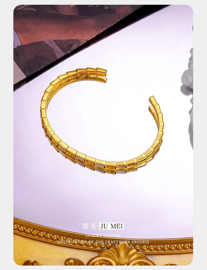 NovaGlod 24K gold open white Fritillar snake bone bracelet 9999 real gold exquisite spiritual snake high-end bracelet niche  han