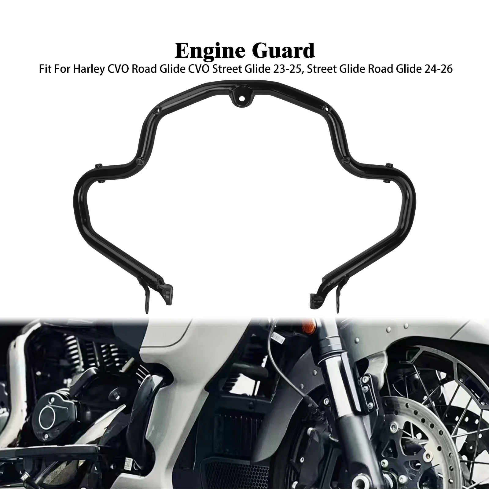 MACTIONS Black Front Engine Guard For Harley Touring FLHX FLTRX 24-2026 FLHXSE FLTRXSE 23-Up Motorcycle Fairing Lower Crash Bar