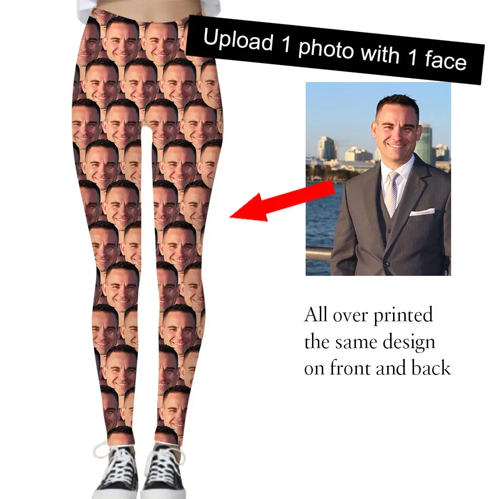 DIY Personalizacja Legginsy na twarz Spersonalizowane legginsy ze zdjęciem Zaprojektuj własne spodnie do jogi Damskie legginsy na Halloween Cosplay