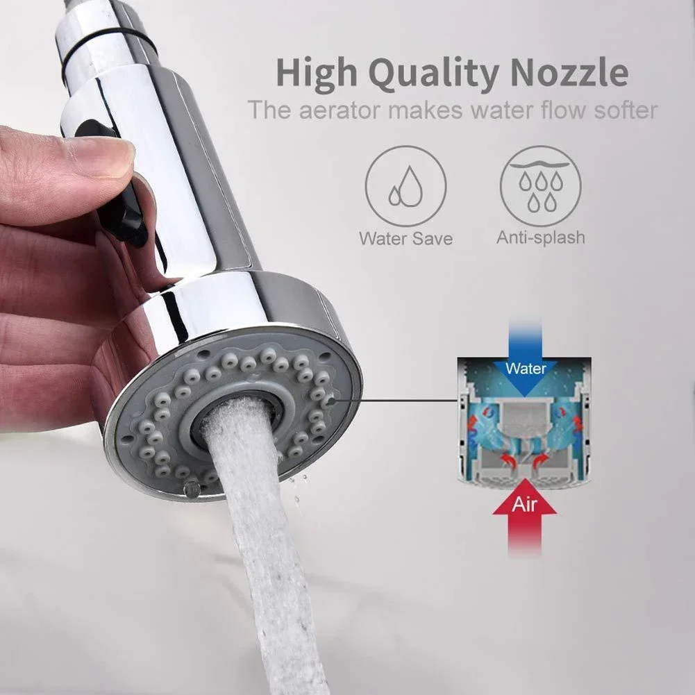 Kitchen Pull Out Faucet Sprayer Nozzle ABS Durable Water Saving Bathroom Basin Sink Shower Spray Head Multifunction Pull Head view 4