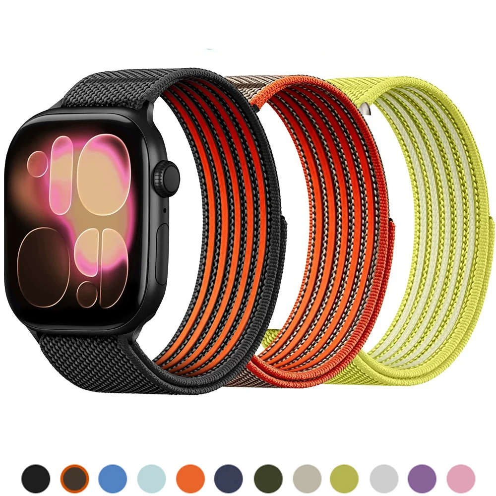 For Apple Watch Bands 44mm 40mm 46mm 42 45mm Composite Nylon Silicone Correa Bracelet iWatch Series 12 11 10 SE Ultra 3 4 Strap