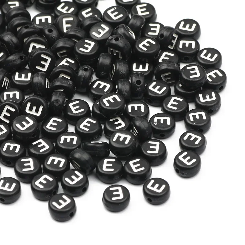 100-500PCS Schwarz Runde Acryl Buchstaben Perlen A-Z Alphabet Lose Perlen Für Schmuck Machen DIY Halskette Armband handgemachte Handwerk – Detail 7