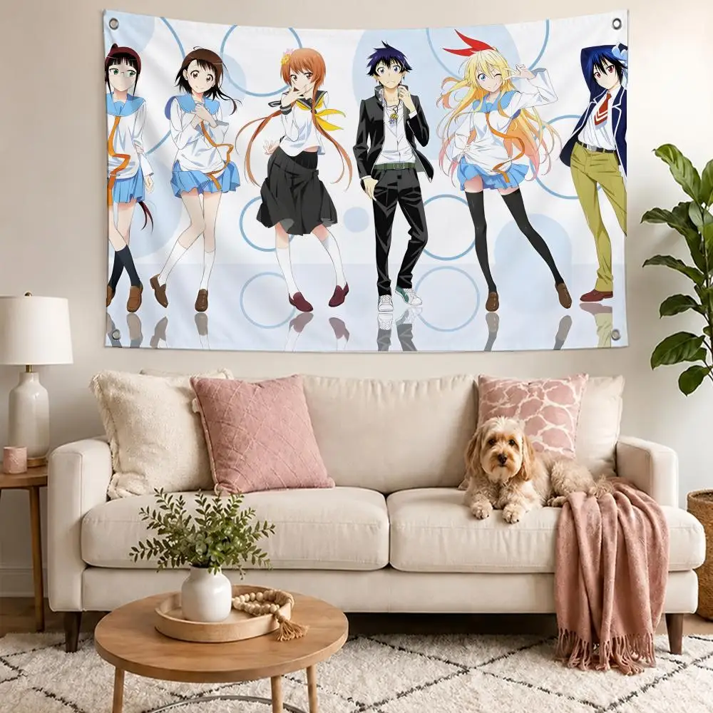 Cute Anime Nisekoi Flags Concert Print Wall Hanging Art Banner, Indoor Outdoor Bedroom Home Decor Backdrop, Perfect Gift
