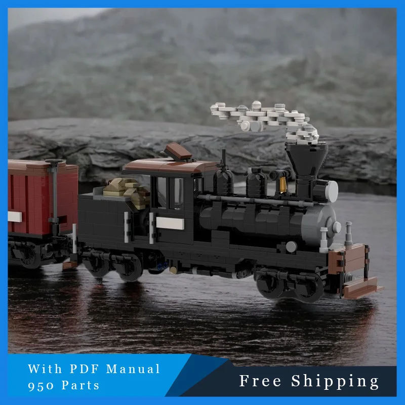 ชุดตัวต่อรถไฟสีดำสไตล์เรโทร 950 ชิ้น เทคโนโลยี MOC แบบประกอบเอง ของเล่นเสริมพัฒนาการเด็ก ของขวัญคริสต์มาส