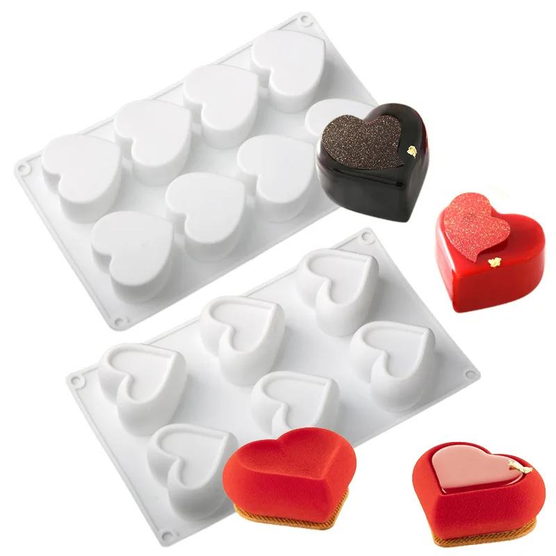 

1 Pc 6 Cavity Heart Shaped Silicone Mould Cake Mousse Pastry Bakeware Tools