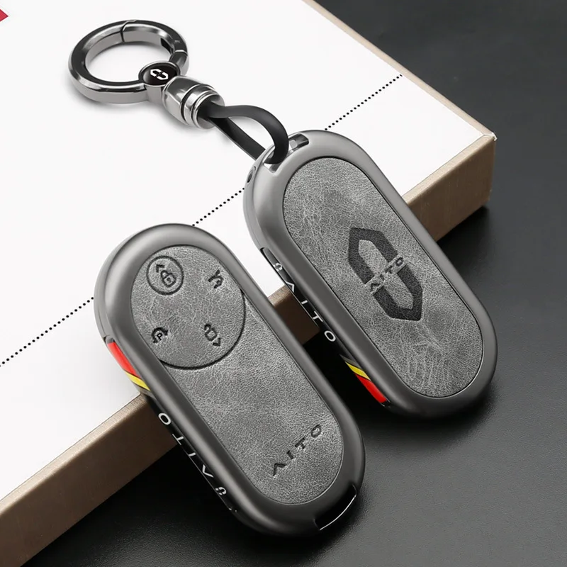 

Premium Zinc Alloy Key Cover Case for AITO M9 EREV/EV Ultra Edition (2024) - Protective Key Fob Shell Key Bag Chain