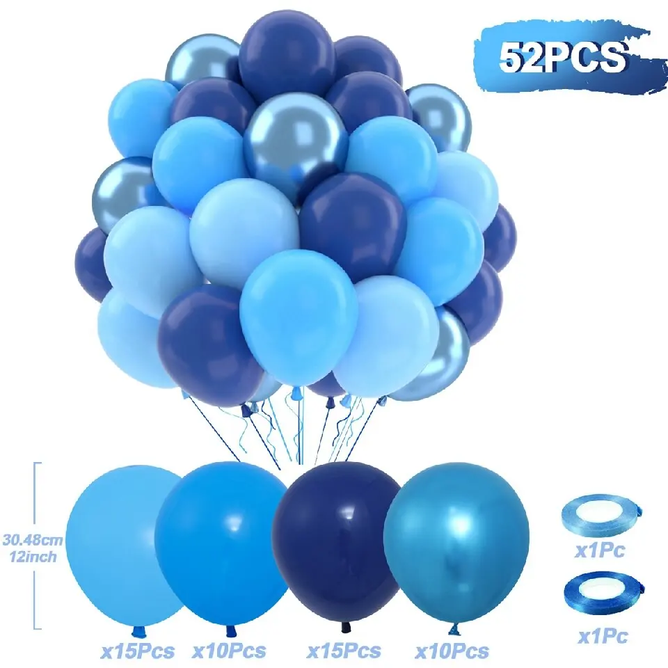 32 stuks 10-inch parelblauw metallic blauwe ballonnen latex ballonnen verjaardag, bruiloft, babyshower feestdecoraties
