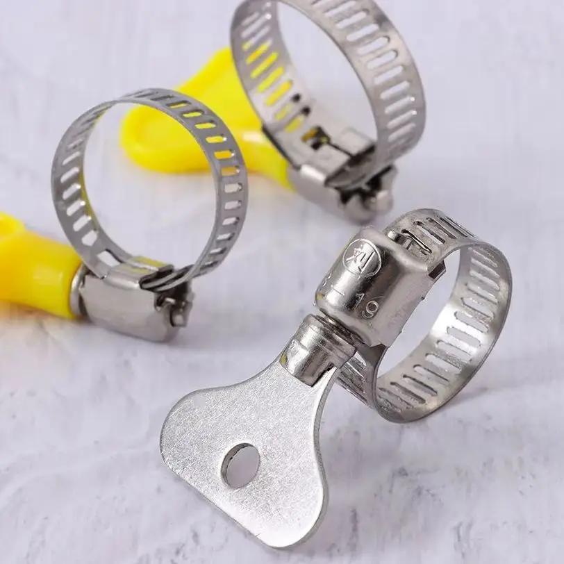 5Pcs Stainless Steel Handle Hose Clamp Powerful Pipe Clip T Bolt Air Water Pipe Fuel Exhaust Clamps Welding Sealing Clamps Tools