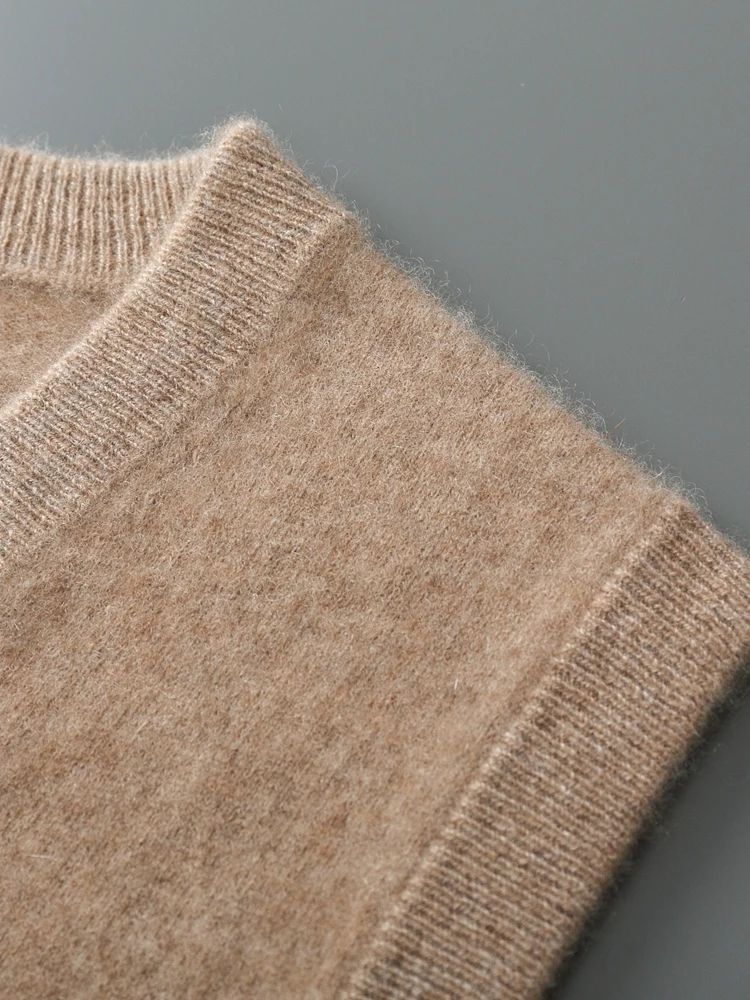Autumn Winter Men's V Neck Cashmere Sweater Vest 100% Merino Wool Waistcoat Casual Smart Male Knitwear Soft Warm Basic tops