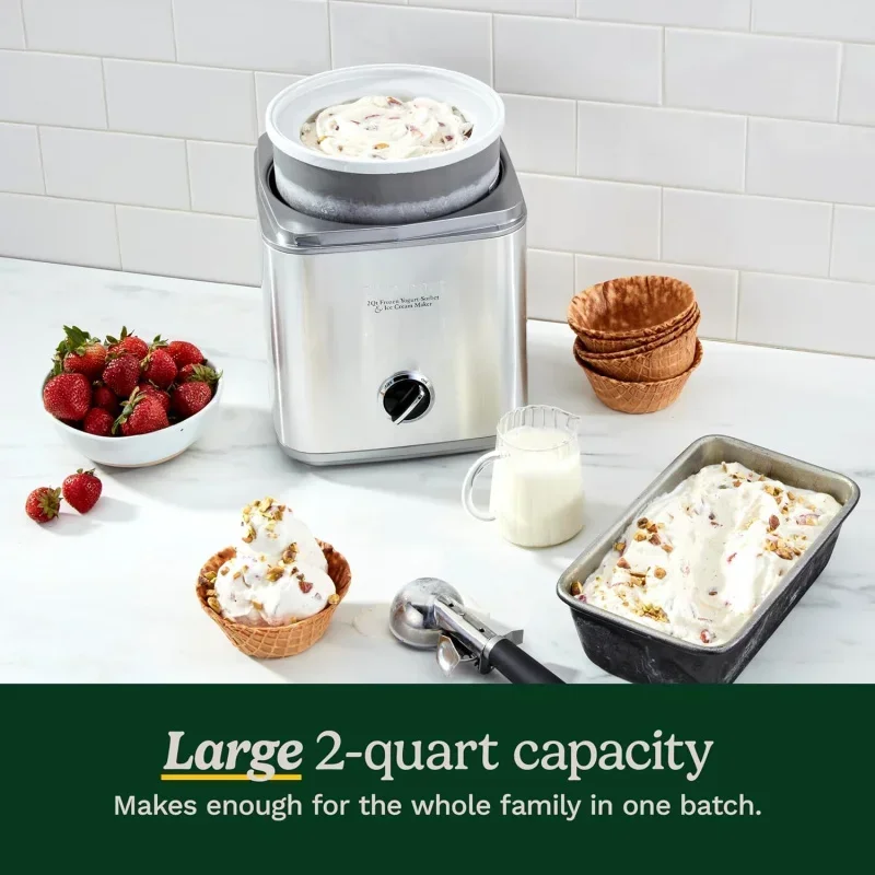 Máquina de fazer sorvete QWCuisinart, sorvete de 1,5 quartos, fabricante de iogurte congelado, isolamento duplo, branco,ICE-21P1