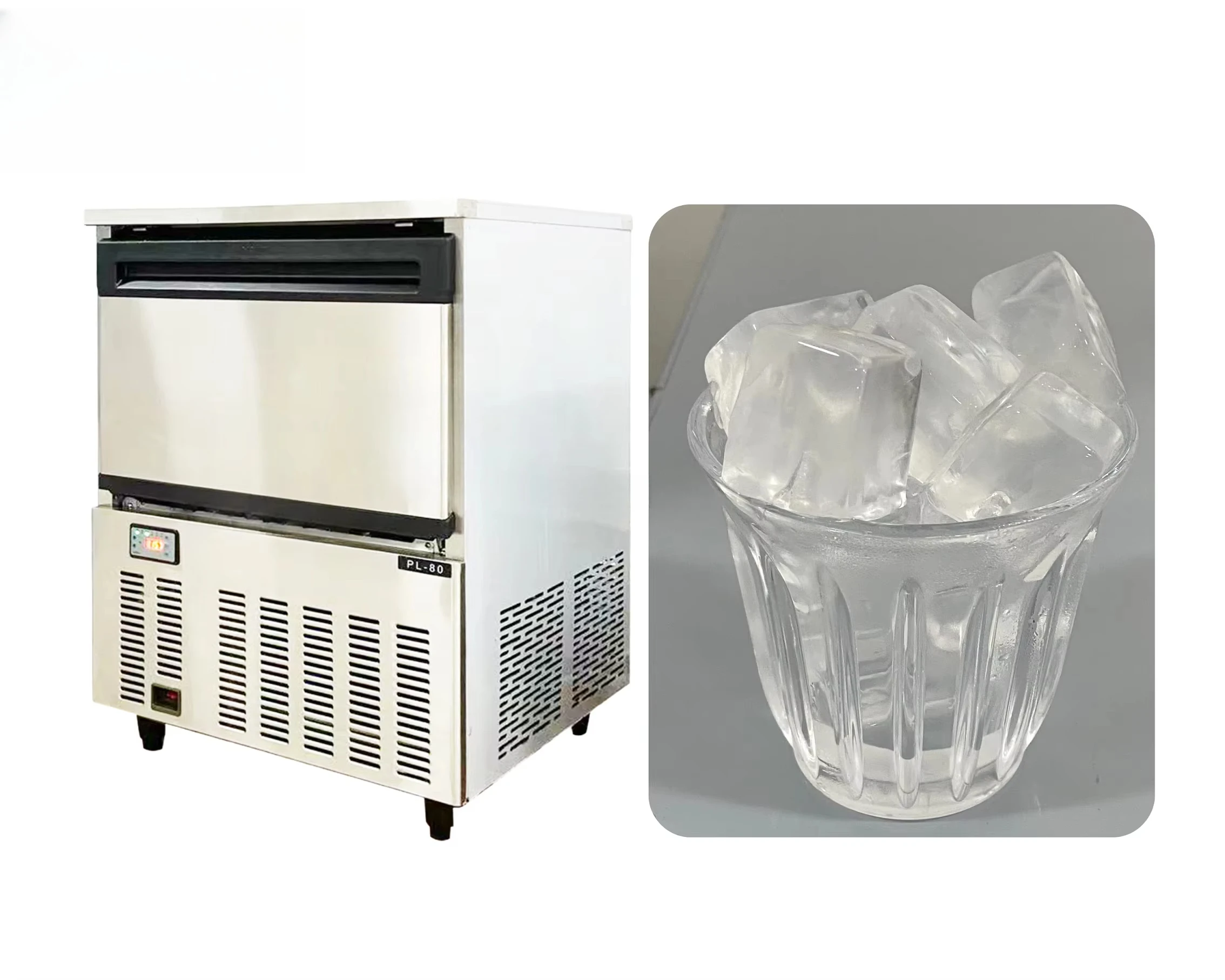 Big Cube Ice Maker 80kg 200kg 400kg 24Hrs 32mm, 48mm Clear Large Cube Ice Machine Whisky bar Use Square Cube