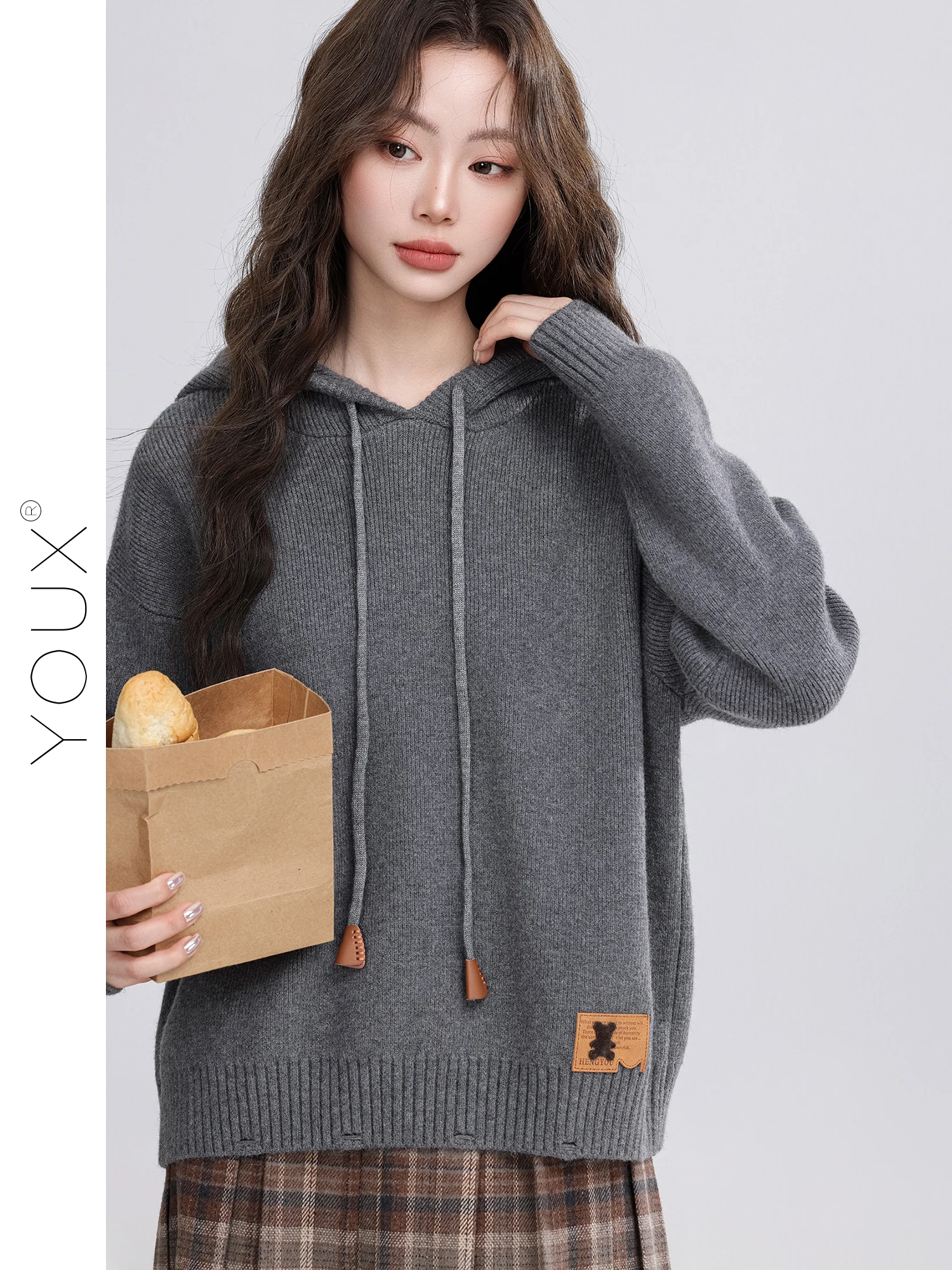 

Женская толстовка Lazy Sleey с капюшоном, зимняя новинка, универсальная, свободного кроя, повседневная, с длинными рукавами, из полиэфирного волокна