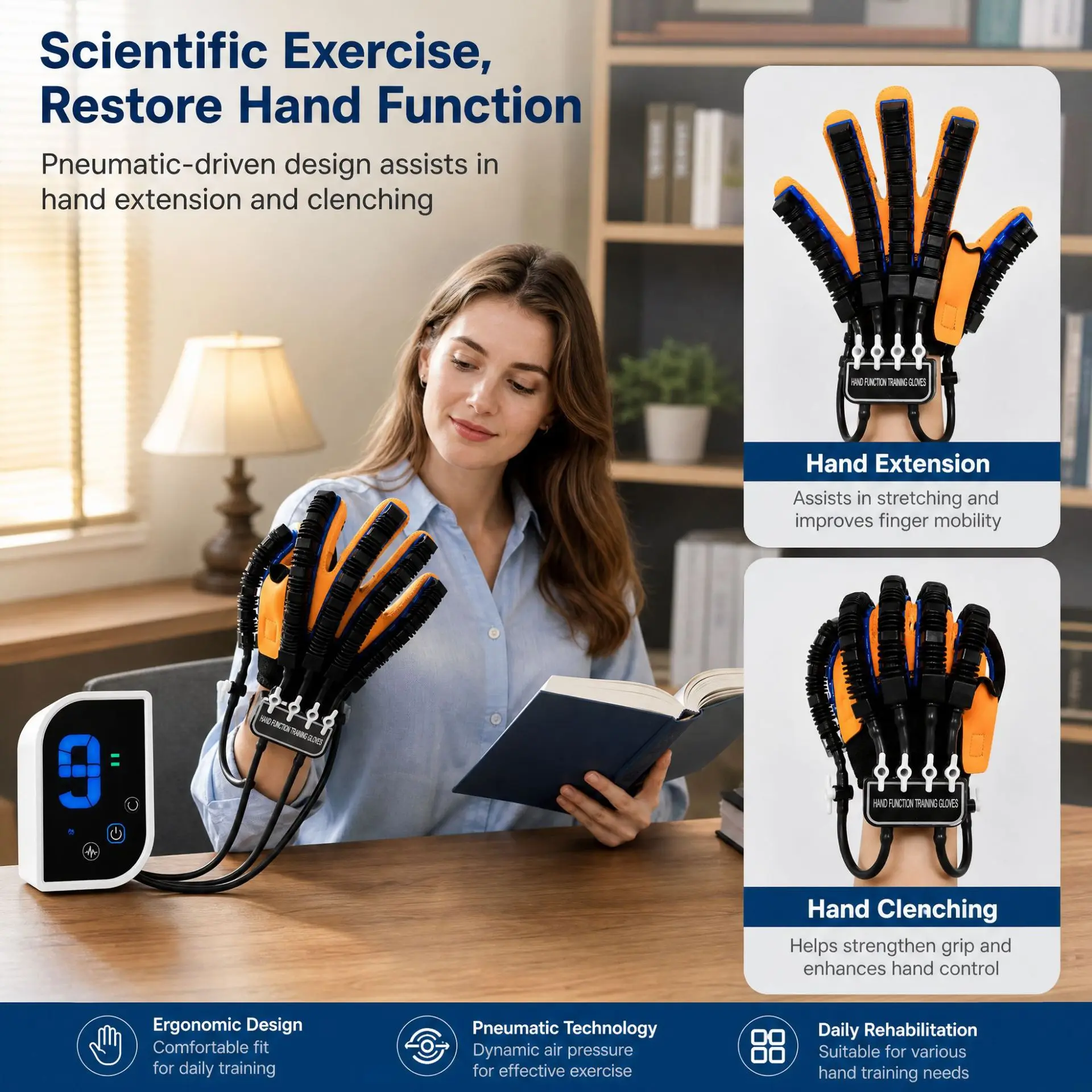 Hand Rehabilitation Robot Gloves Finger Movement Trainer Intelligent Hand Recovery Exerciser Stroke Rehab Therapy Device