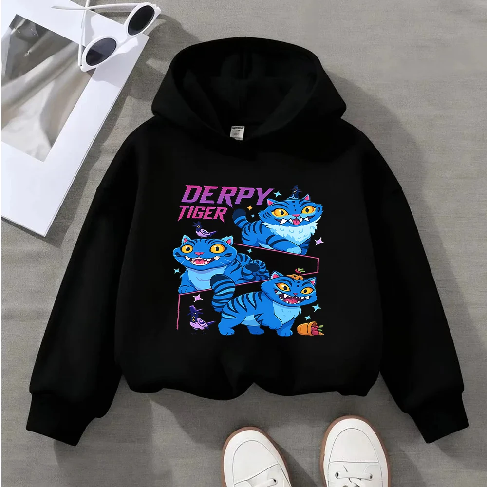 سويت شيرت للأطفال لطيف أزرق نمر كارتوني طباعة كم طويل بلوفر طفل بنين بنات كاجوال 2-8 سنوات